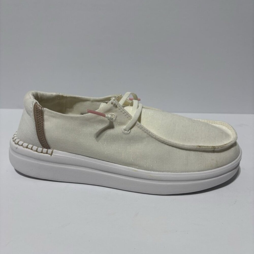 Hey Dude Women’s Wendy Rise, Spark White Casual Slip-On Shoes, Size 9 M